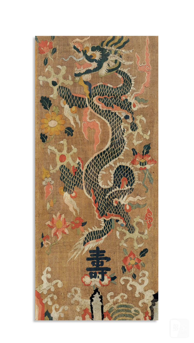 明万历·缂金地寿字云龙绣片